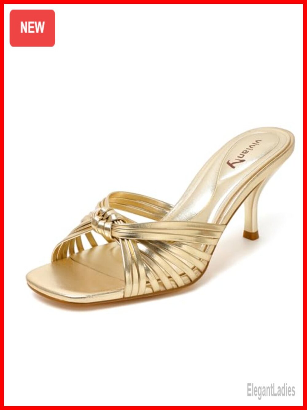 Women's Strappy Square Open Toe Kitten Heels Sandals Knotted Design